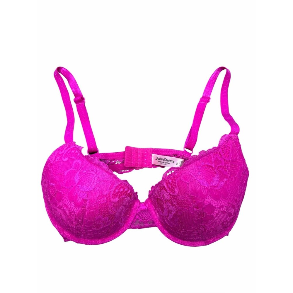 Juicy Couture Hot Pink Lace Push Up Bra 36C